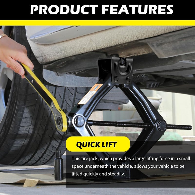 Stacool Scissor Jack for Car with Ratchet Wrench,1.5T (3307lbs) Capacity Scissor Car Jack Kit for Lifting Light Vehicles,Heavy Duty Vehicle Accessories Tire Jacks Lifting Range of 3.94-13.19" - Image 4